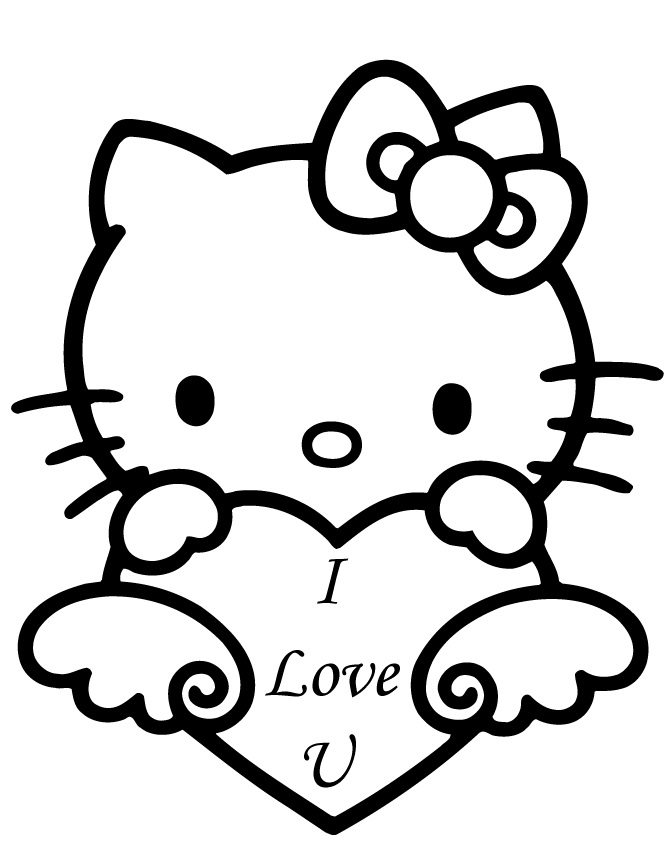 Coloriage Hello Kitty I Love U