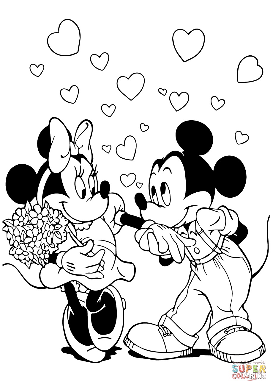 Coloriage Mickey Et Minnie Amoureux